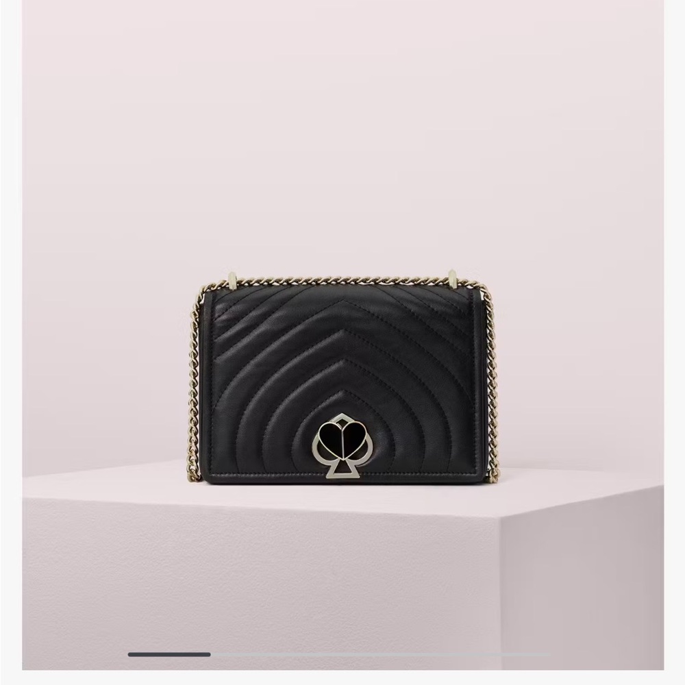 Kate Spade Amelia Black Twistlock Medium Convertible Chain Shoulder Bag
